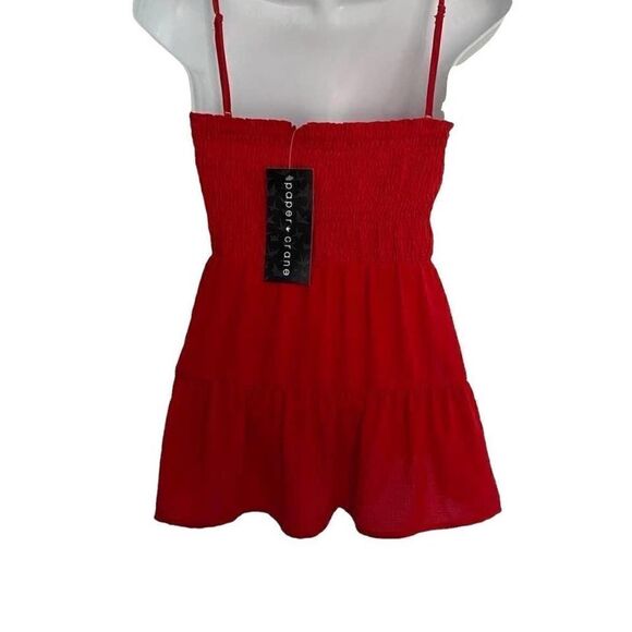 𝅺paper Crane Red Tank Smocked Top Size Small‎ New - Picture 3 of 7